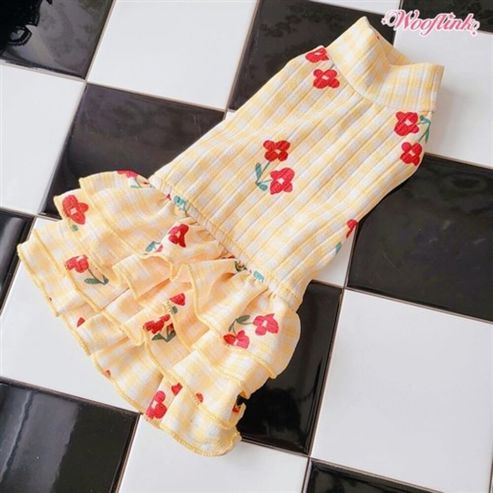 Life is Better With Flowers Dress by Wooflink - YELLOW SIZE 4
